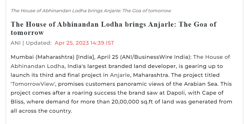 The House of Abhinandan Lodha Brings Anjarle: The Goa of Tomorrow